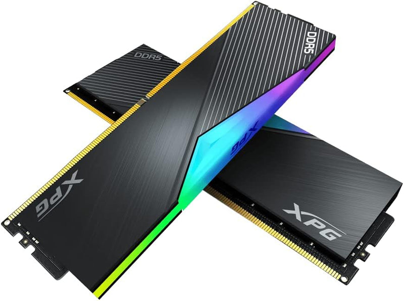 XPG Lancer RGB DDR5 6400MHz 64GB (2x32GB) CL32 UDIMM 288-Pins سطح المكتب SDRAM DDR5 ثنائي القناة RAM عدة أسود المبرد