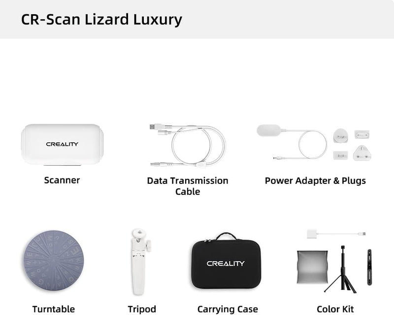 Creality CR Scan Lizard 3D Scanner Luxury Kit, 0.05 MM Accuracy & 10 FPS scan Speed 3D Scanner for 3D Printing & Modeling, Aviation-Grade Aluminum Plug, Handheld/Turntable Modes No-Marker Scanning