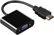 Hama 00054569 HDMI to VGA & Audio Converter , Full HD 1080p , 3.5mm Audio Output , Gold-Plated Connector , HDMI Male to VGA Female Adapter – Black