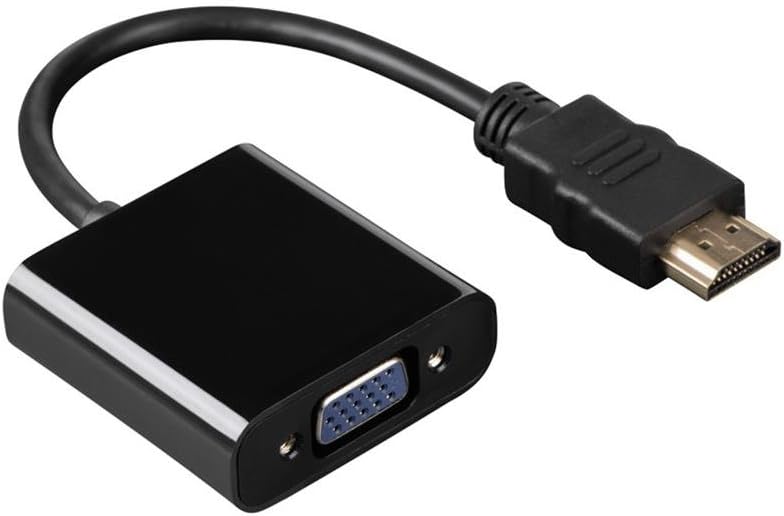 Hama 00054569 HDMI to VGA & Audio Converter , Full HD 1080p , 3.5mm Audio Output , Gold-Plated Connector , HDMI Male to VGA Female Adapter – Black