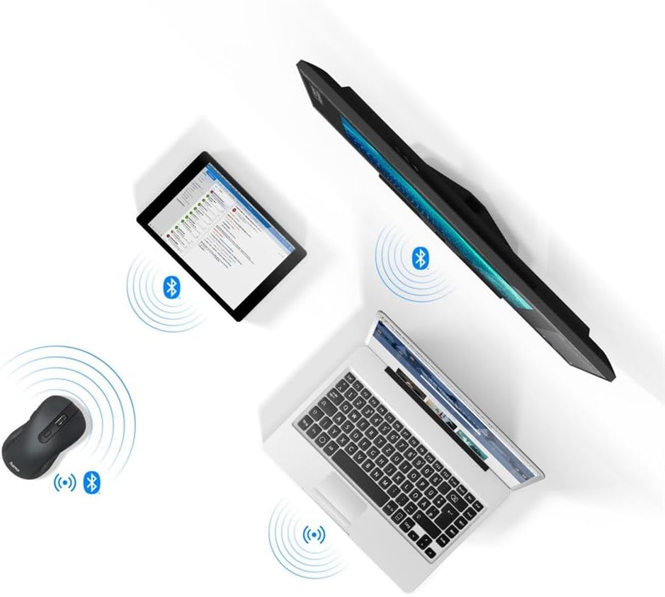 Hama Wireless Bluetooth Optical Mouse – 6 Buttons, Multi-Device Mouse for PC & Laptop, 800–2400 DPI Adjustable, Right-Handed, Compatible with Windows, macOS & Android
