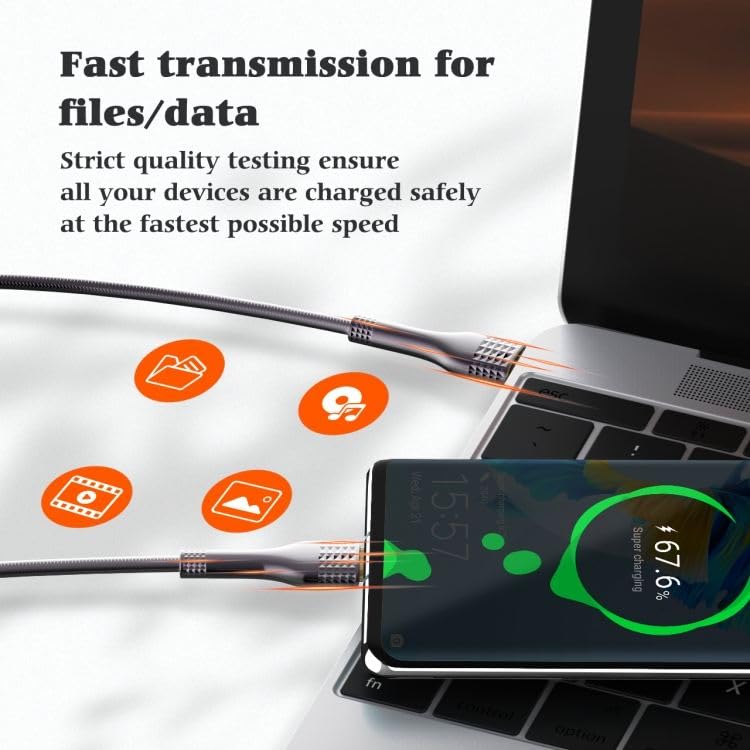 LDNIO LC652C-100W USB-C to USB-C Cable with 480MBps Data Transfer Speed 2M Length, Woven Aluminum Foil Type C Fast Charging