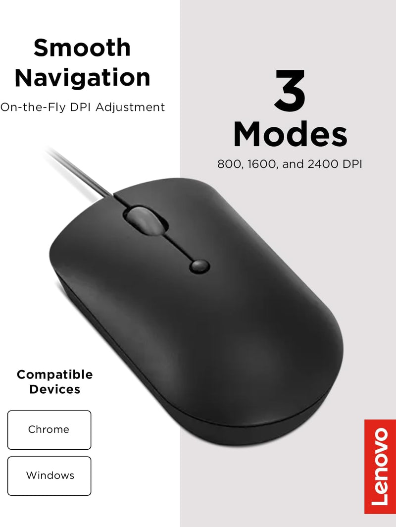 Lenovo 400 USB-C Wired Compact Mouse