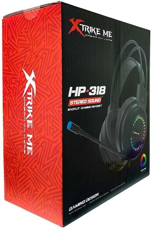 Xtrike Me GH318 RGB Gaming Headset - Stereo Surround Sound - RGB Lighting - 50MM Drivers - LEATHER Ear Cups - Black