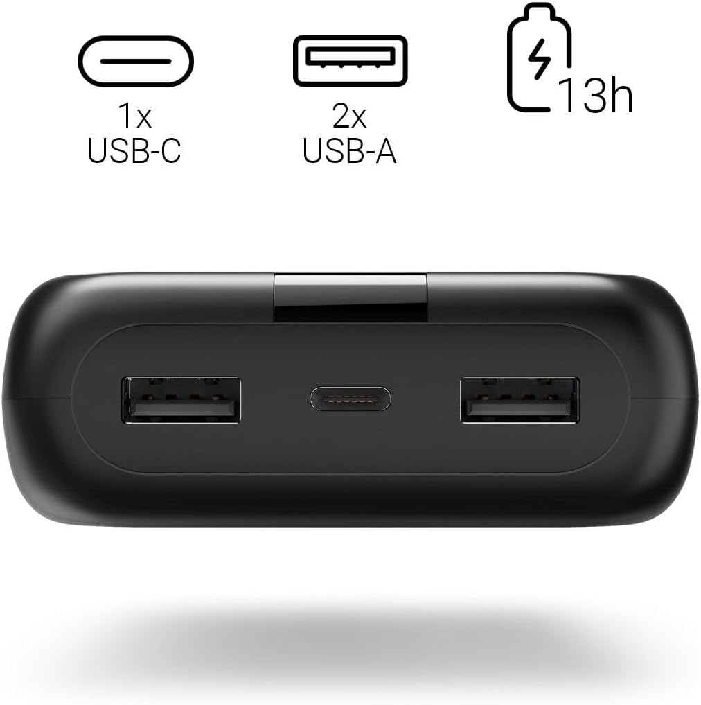 شاحن Hama 201711 Performance 24 المحمول بسعة 24000mAh، و3 مخارج – USB-C + 2× USB-A، بسعة عالية، ومؤشر بطارية LED – أنثراسيت