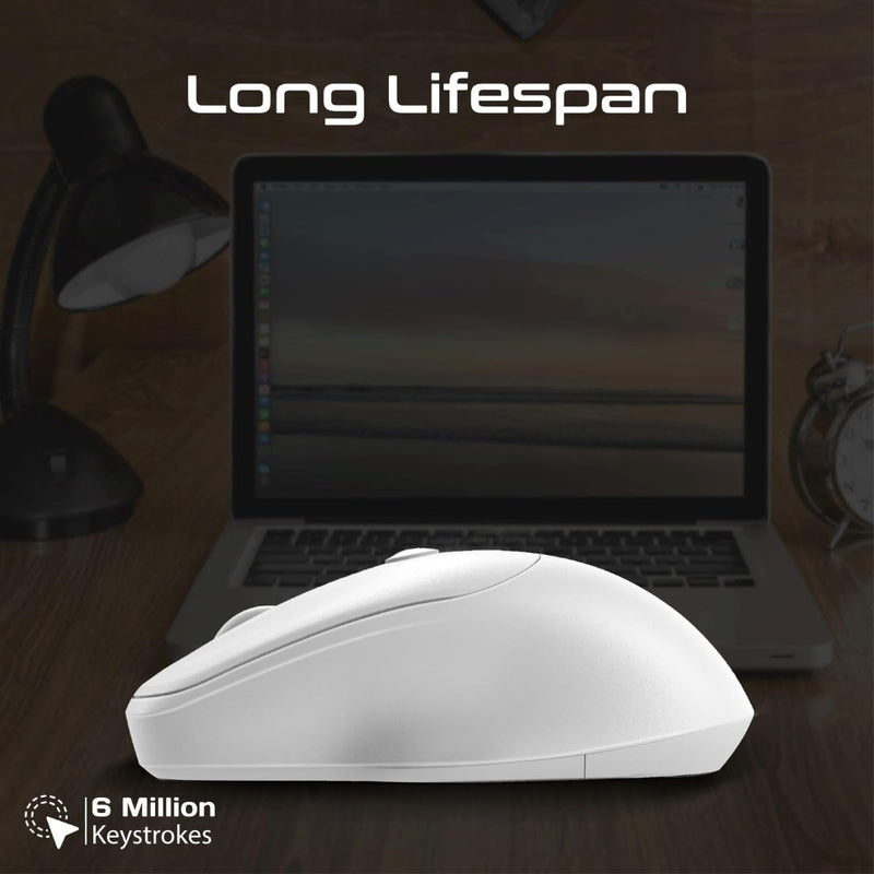 Promate Wireless Mouse, EZGrip Ergonomic Ambidextrous 2.4GHz Mice, Adjustable 1600DPI, 6 million Keystrokes, Nano USB Receiver, 10m Range, 120-hour Working Time for Laptops, PC