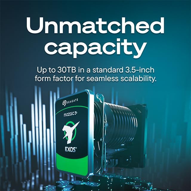 Seagate Exos M 28TB Enterprise Internal Hard Drive, 3.5-Inch HDD, 7200RPM, SATA 6Gb/s, 2.5M Hours MTBF, High-Capacity Data Center Storage