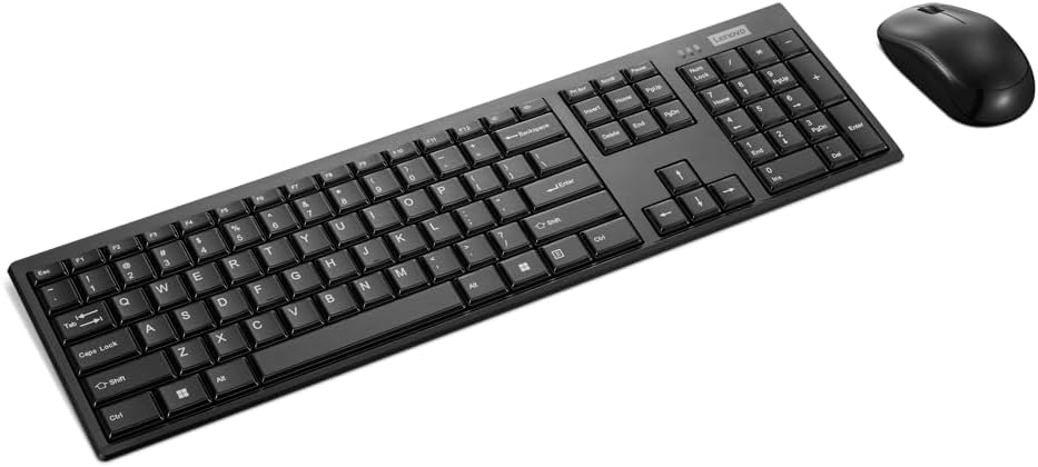 Lenovo 100 USB-A Wireless Combo – Slim Keyboard & Compact Mouse, 1600 DPI, Spill-Resistant, 10-Million Key Presses