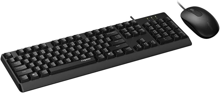 مجموعة لوحة مفاتيح وفأرة سلكية Rapoo X130Pro، دقة 1600 نقطة في البوصة، واجهة USB A، توصيل وتشغيل