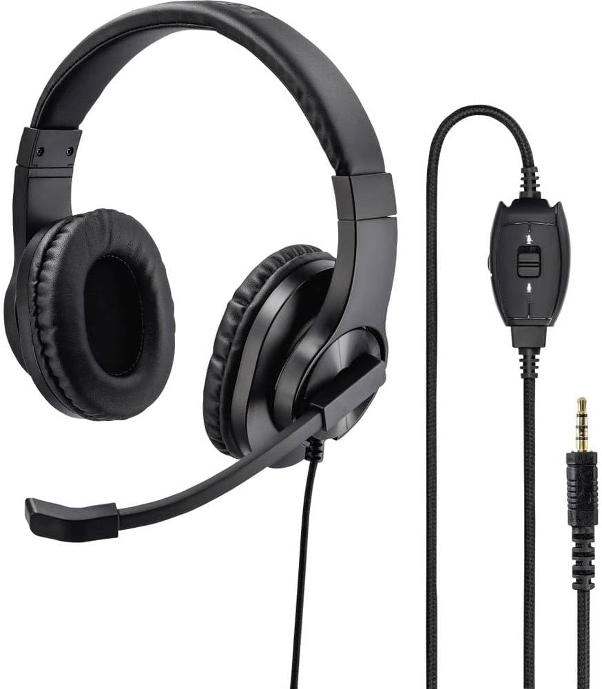 Hama 139926 HS-P350 Stereo PC Office Headset , 40mm Drivers | Flexible Omnidirectional Microphone , 3.5mm Jack , Volume Control & Mic Mute , 2m Cable – Black