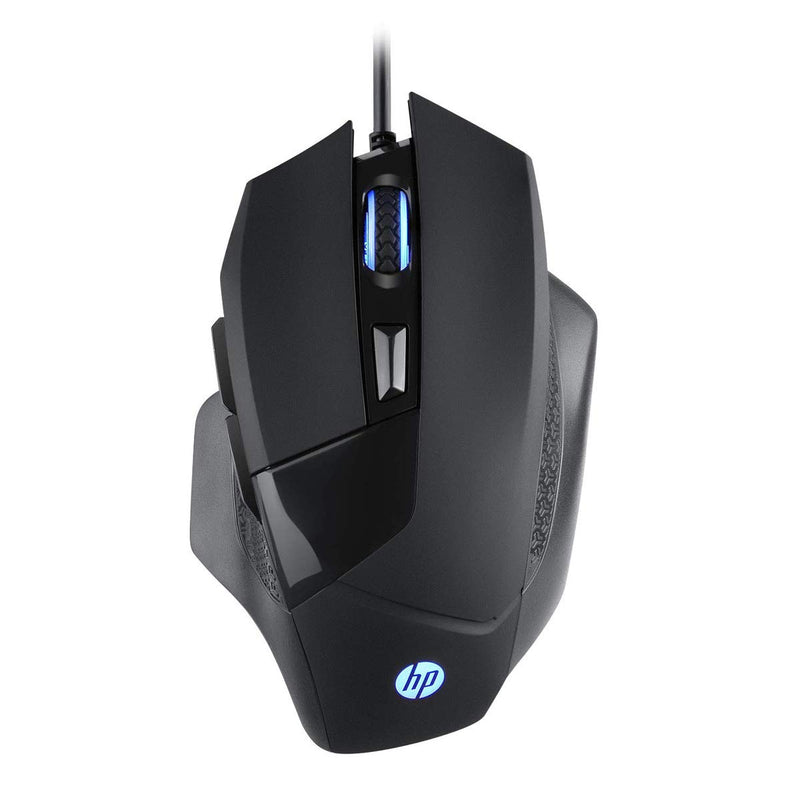 HP G200 Backlit USB Wired Gaming Mouse with Ergonomic Design, All Customizable Buttons, Adjustable 4000 DPI, RGB Breathing LED Lighting, Anti-Slip Scroll Whee