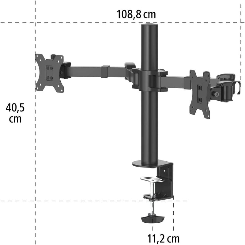 Hama 118494 Full Motion Monitor Arm for 2 Screens, Black