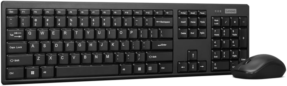 Lenovo 100 USB-A Wireless Combo – Slim Keyboard & Compact Mouse, 1600 DPI, Spill-Resistant, 10-Million Key Presses