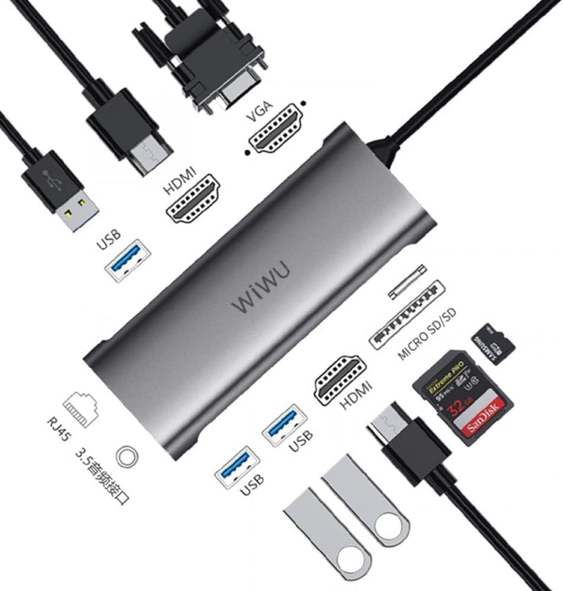 WIWU Alpha 11 In 1 USB-C Hub A11312H, Gray