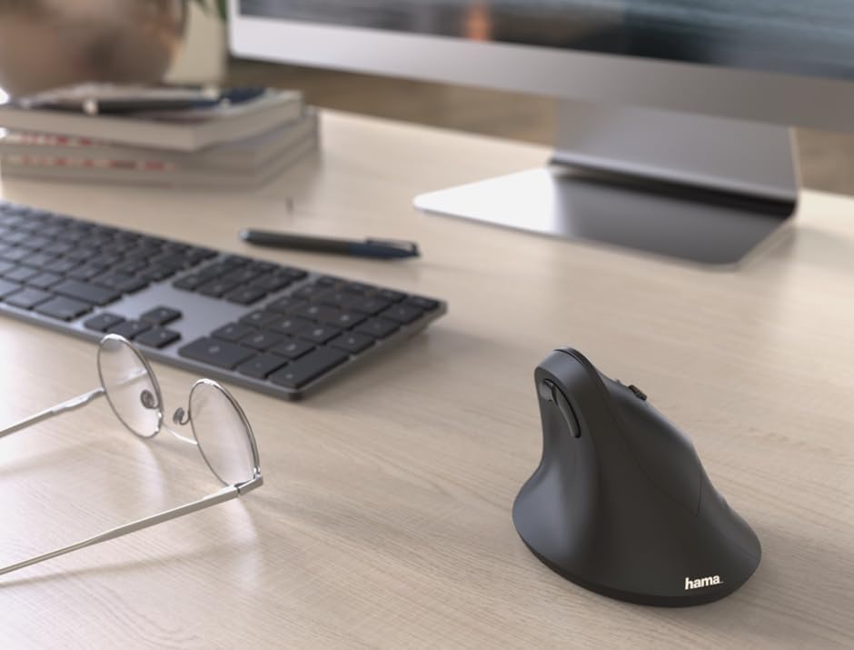 Hama EMW-500 Wireless Vertical Ergonomic Mouse – 6-Button 2.4GHz, 1000/1400/1800 DPI, Rubberised Grip