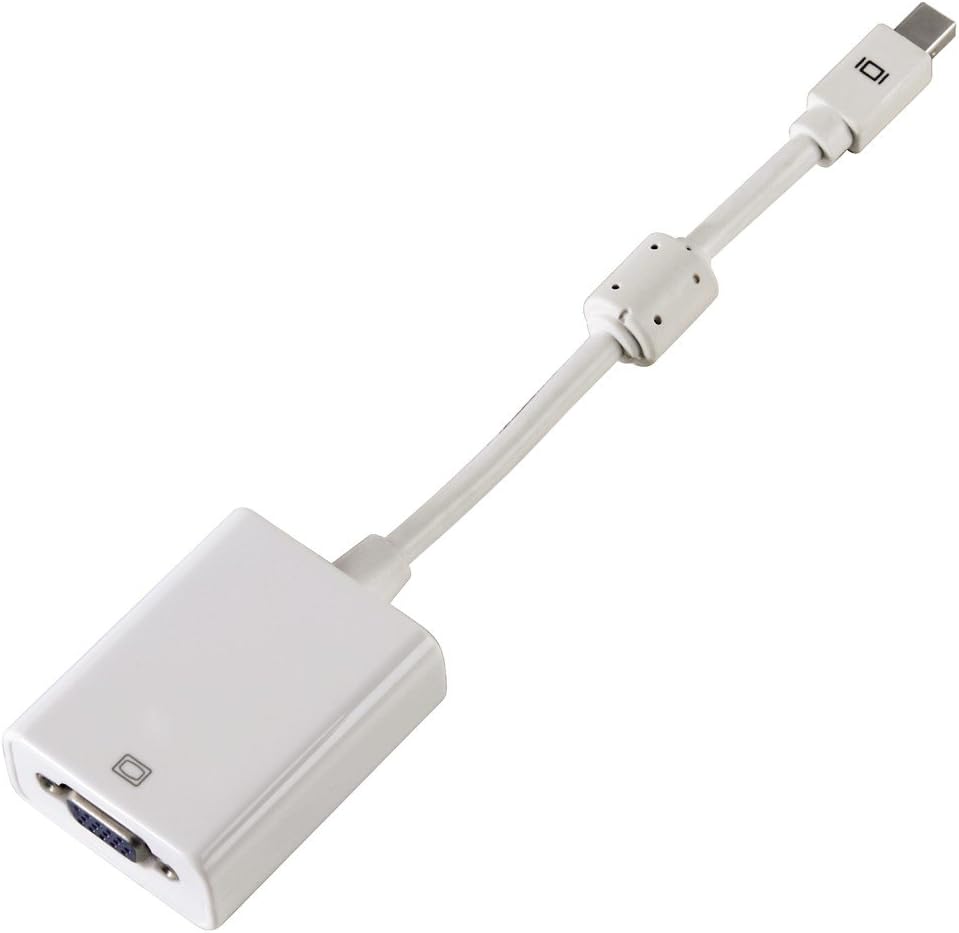 Hama 53247 Mini DisplayPort to VGA Adapter , Mini DisplayPort Male to VGA Female , Thunderbolt 2 Compatible , Double Shielded , Ferrite Core – White