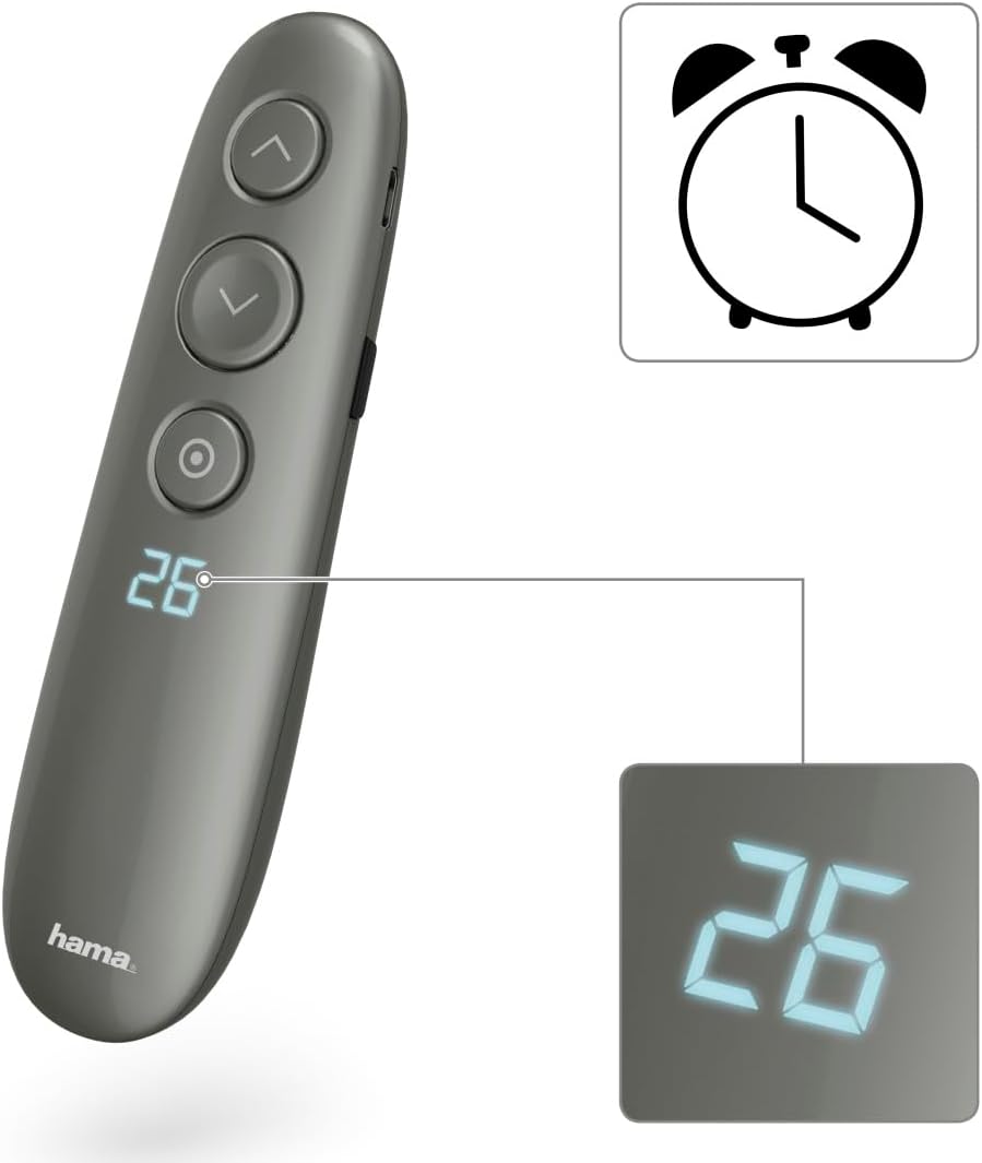 Hama Spot Pointer V2 Presenter – Digital Laser Pointer, Spot Illumination, Magnifier, Timer, USB-C Rechargeable