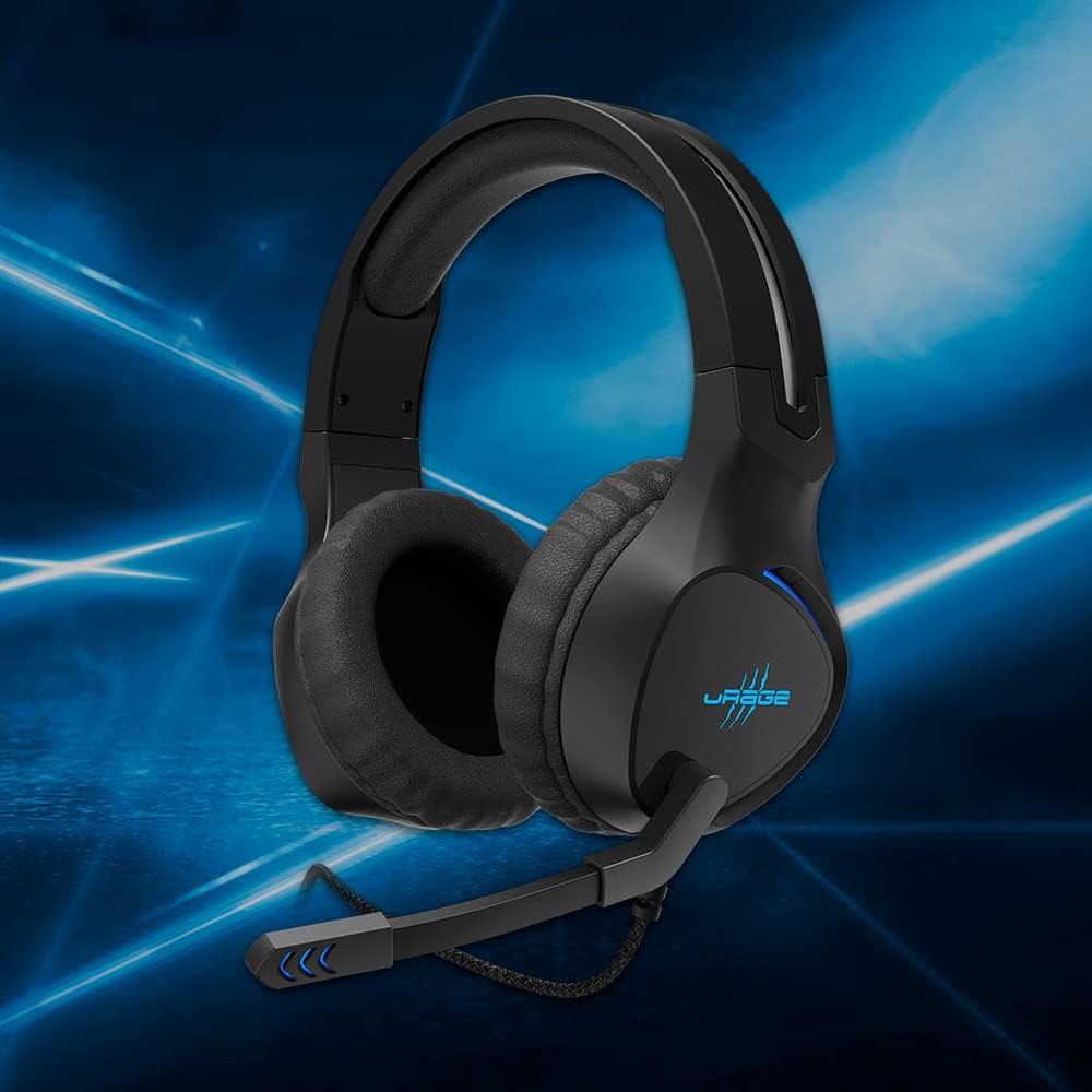 سماعة الألعاب السلكية uRage SoundZ 400، سماعة رأس استريو للألعاب تغطي الأذنين، اتصال USB، ميكروفون قابل للتعديل، ومفتاح للتحكم في مستوى الصوت وكتم الصوت – أسود