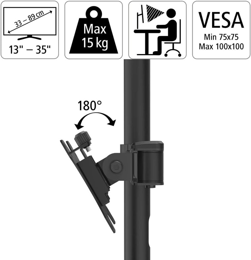 Hama 118494 Full Motion Monitor Arm for 2 Screens, Black