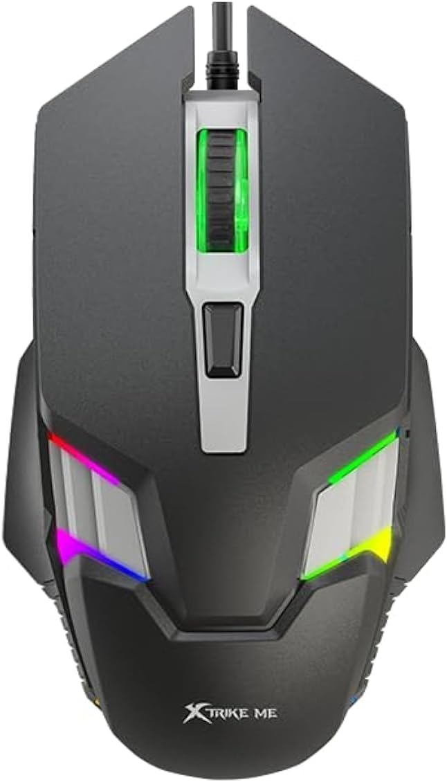 XTRIKE ME GM 110 Wired Gaming Mouse, Elite RGB, Black/Grey/Red/Blue