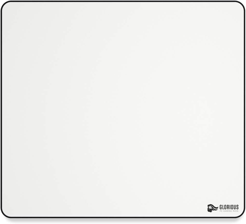 لوحة فأرة ألعاب كبيرة جليورية 16"x18"، حصيرة فأرة قماشية بقاعدة مطاطية غير قابلة للانزلاق، حواف مخيطة، لوحة فأرة مكتبية XL متينة للألعاب والمكتب، بيضاء