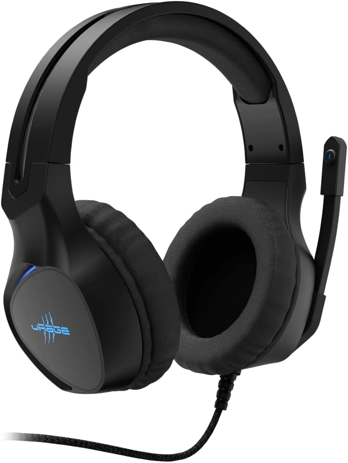 سماعة الألعاب السلكية uRage SoundZ 400، سماعة رأس استريو للألعاب تغطي الأذنين، اتصال USB، ميكروفون قابل للتعديل، ومفتاح للتحكم في مستوى الصوت وكتم الصوت – أسود