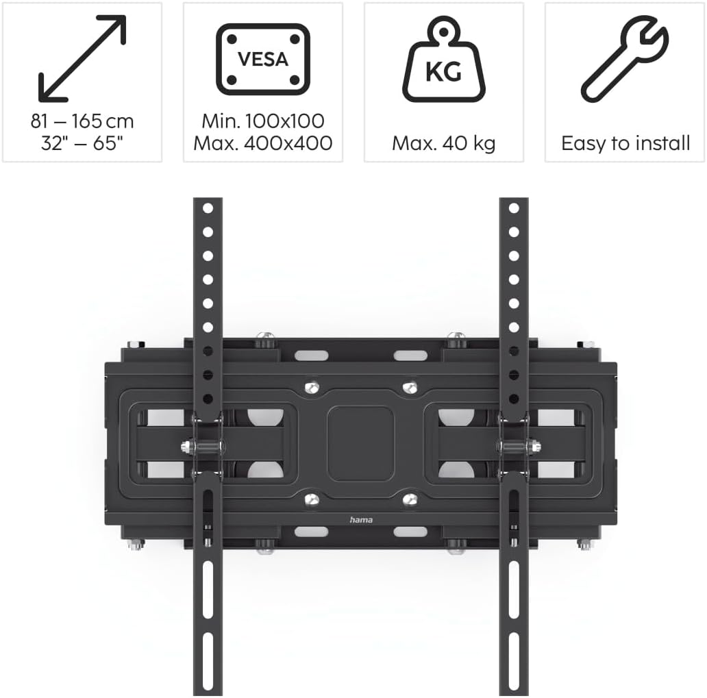 Hama TV Wall Bracket – Swivel, Tilt & Pull-Out 165 cm (65″) up to 40 kg