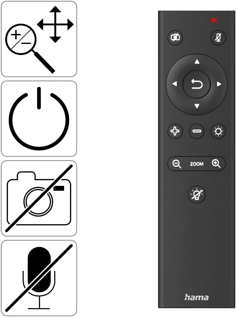 Hama C-850 Pro QHD 2K Webcam with LED Ring Light , Autofocus , Dual Microphones , Remote Control , Privacy Cover , USB Plug & Play for Streaming & Video Conferencing