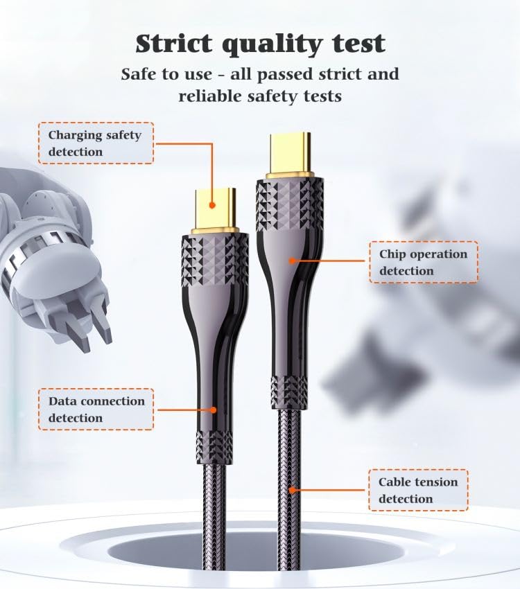 LDNIO LC652C-100W USB-C to USB-C Cable with 480MBps Data Transfer Speed 2M Length, Woven Aluminum Foil Type C Fast Charging