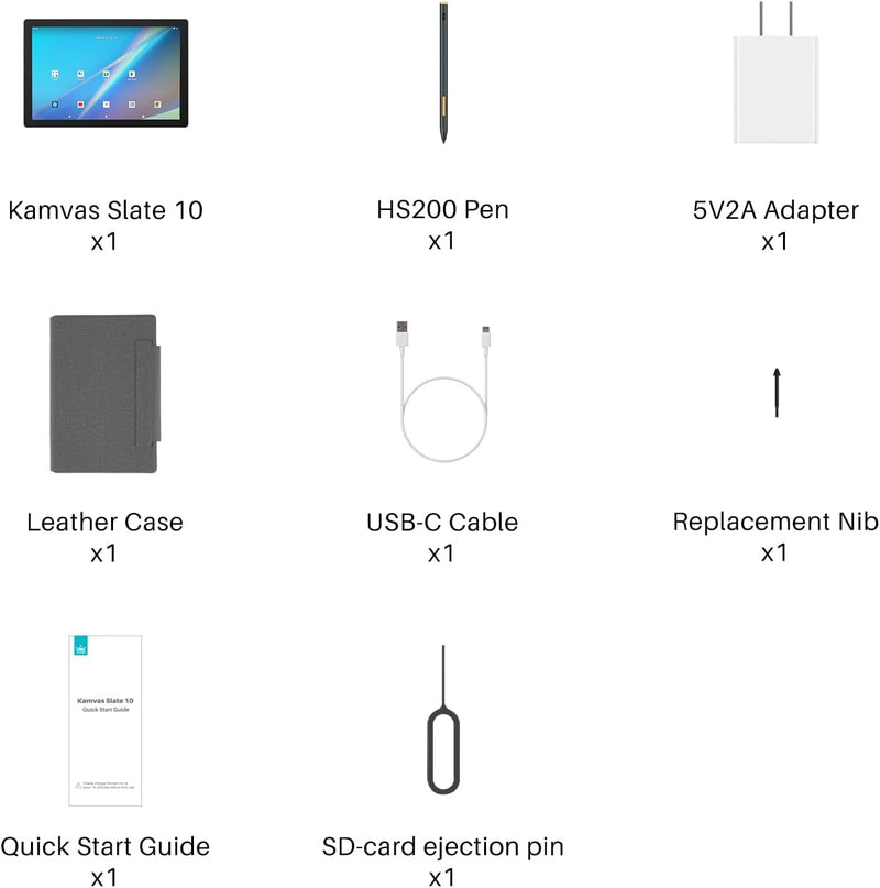 HUION Kamvas Slate 10 - تابلت رسم محمول مع قلم خالٍ من البطارية، 8192 مستوى ضغط، ذاكرة وصول عشوائي 8 جيجابايت، تخزين 128 جيجابايت، أندرويد 12، ومنطقة نشطة 10 بوصة للفن والتصميم الرقمي