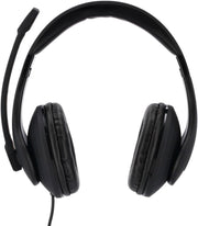 Hama HS-USB300 PC Office Headset , Stereo Sound , USB-A Connection , Adjustable Microphone , In-Line Volume Control & Mic Mute , Padded Headband & Earpads – Black