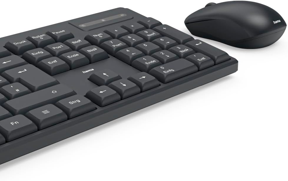 Hama WKM-100 Wireless Keyboard with Mouse, Wireless, Batteries, QWERTY UK, black