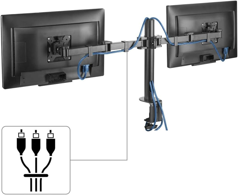 Hama 118494 Full Motion Monitor Arm for 2 Screens, Black