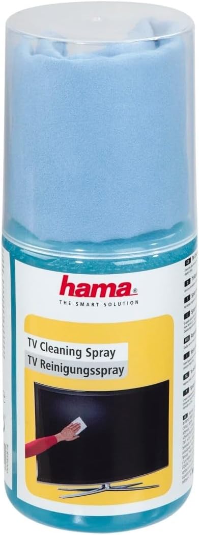 Hama TV Cleaning Spray 200 ml with Microfibre Cloth – Safe for Screens