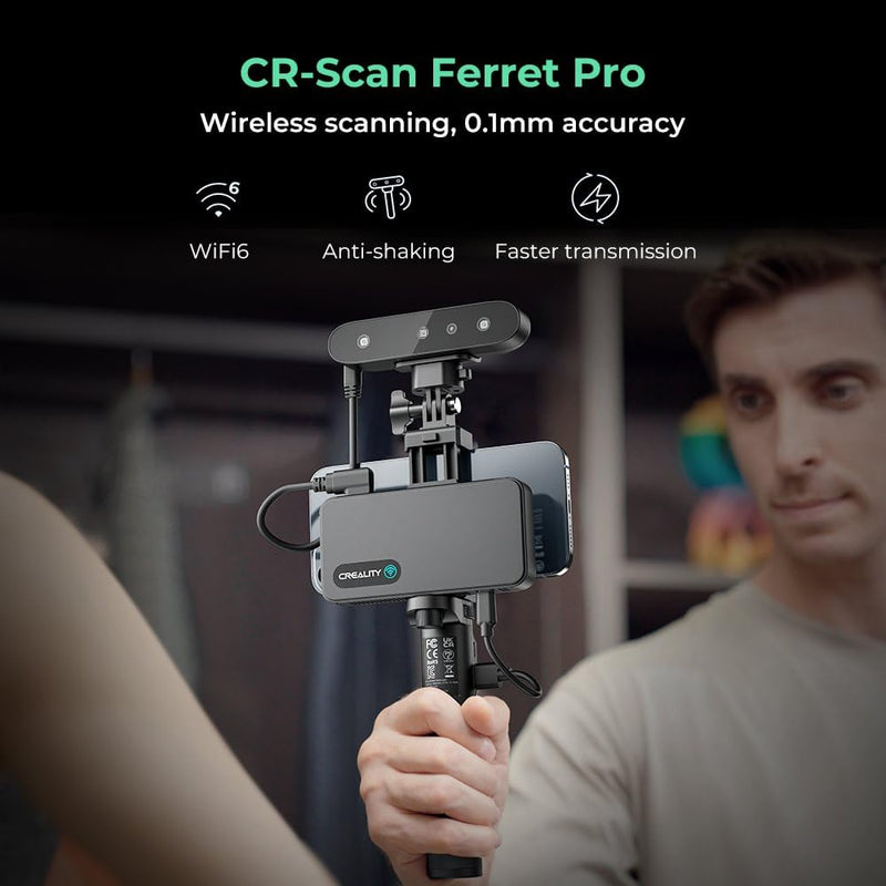 Creality CR-Scan Ferret Pro 3D Scanner for 3D Printing & Modeling,Fast Scan with 0.1 MM Accuracy ASIC Chipset Full-Color Scanning Portable Handheld Scanner for iOS Mac Win 10 11 Android