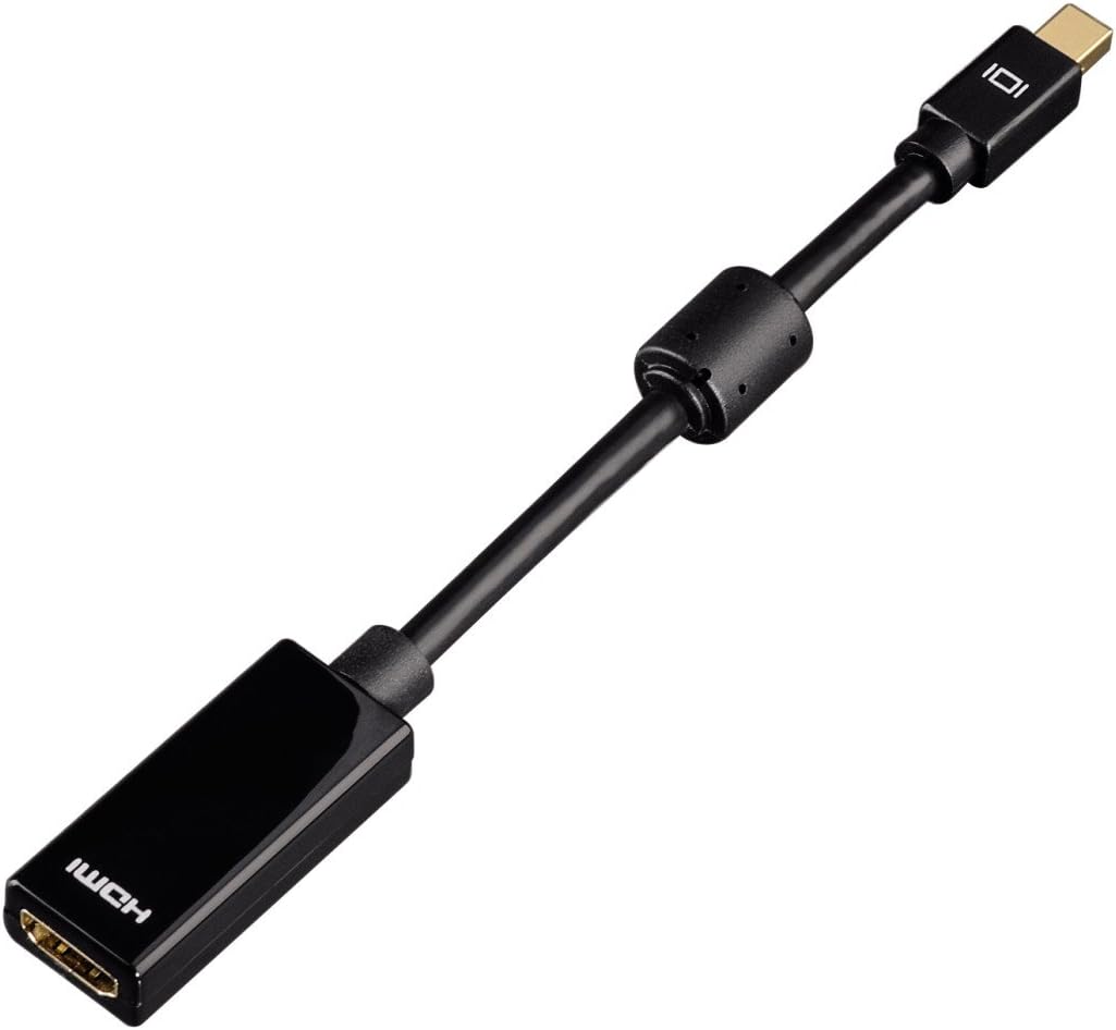 Hama 54560 Mini DisplayPort to HDMI Adapter , Full HD 1080p , Mini DisplayPort Male to HDMI Female , Thunderbolt Compatible , Gold-Plated Connector – Black
