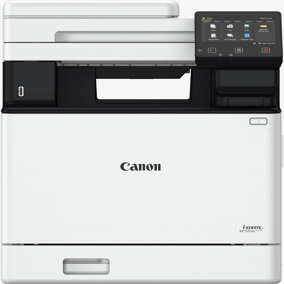 طابعة Canon i-SENSYS MF754Cdw الليزرية متعددة الوظائف بالألوان، مقاس A4، طباعة ونسخ ومسح ضوئي وفاكس، بسرعة 33 صفحة في الدقيقة، طباعة على الوجهين، شاشة لمس مقاس 5 بوصات، وطباعة عبر Wi‑Fi والسحابة