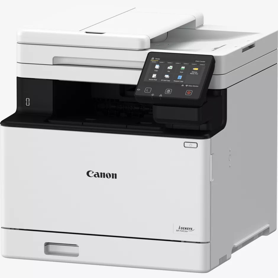 طابعة Canon i-SENSYS MF754Cdw الليزرية متعددة الوظائف بالألوان، مقاس A4، طباعة ونسخ ومسح ضوئي وفاكس، بسرعة 33 صفحة في الدقيقة، طباعة على الوجهين، شاشة لمس مقاس 5 بوصات، وطباعة عبر Wi‑Fi والسحابة