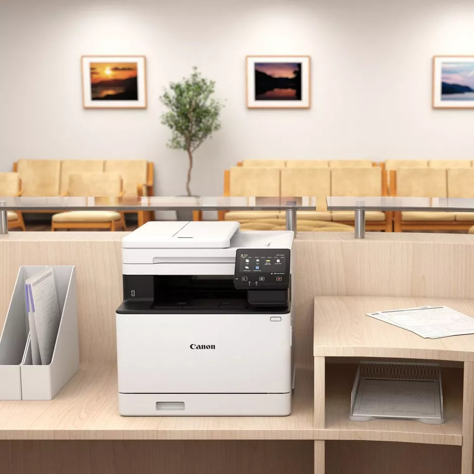 طابعة Canon i-SENSYS MF754Cdw الليزرية متعددة الوظائف بالألوان، مقاس A4، طباعة ونسخ ومسح ضوئي وفاكس، بسرعة 33 صفحة في الدقيقة، طباعة على الوجهين، شاشة لمس مقاس 5 بوصات، وطباعة عبر Wi‑Fi والسحابة