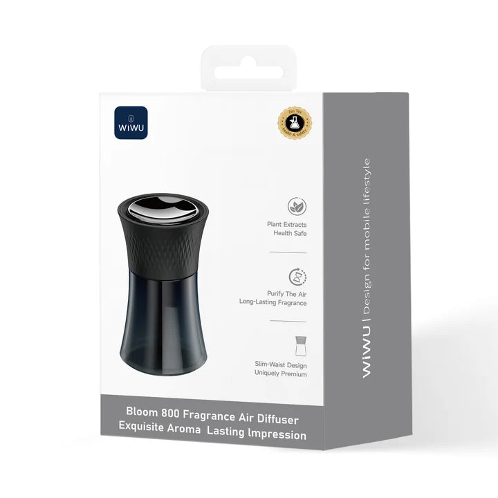 موزع العطور الهوائي WiWU Bloom 800 Wi-Ai800، سعة 100ml، رائحة عطرية قابلة للتعديل بزاوية 360°، معطر للسيارة والمنزل، أسود