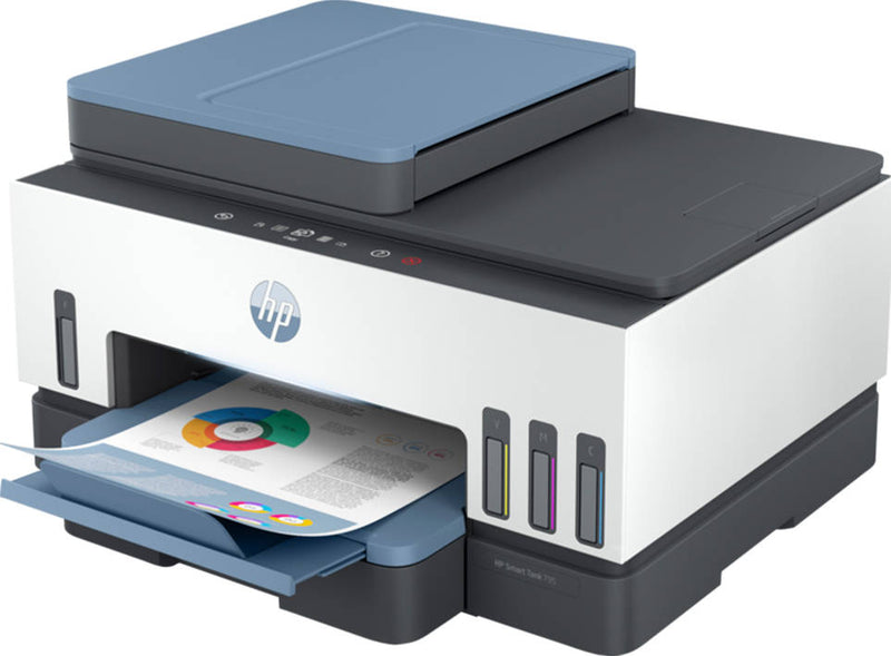 HP Smart Tank 795 All-In-One Printer, Print / Copy / Scan / Fax / ADF, Wireless Functions, Up To 15ppm Print Speed, 1200 DPI, 250 Sheets Input Capacity, Bluetooth & Wi-Fi Connectivity, Blue