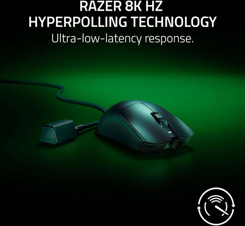 ماوس ألعاب سلكي/لاسلكي من Razer Viper V3 Pro، تصميم خفيف الوزن 54 جرام، مستشعر بصري 35K Gen 2 DPI، عمر بطارية يصل إلى 95H، مفاتيح الماوس الضوئية Gen 3، أسود