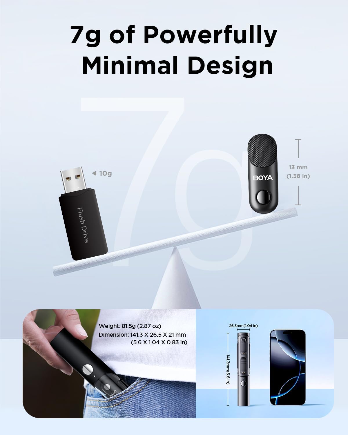 ميكروفون BOYA Magic-05 لاسلكي بمشبك USB-C، صوت بجودة 48kHz/24-bit، إلغاء ضوضاء بالذكاء الاصطناعي، نطاق يصل إلى 100m، بطارية تدوم 30H، مسار أمان ومحدد للصوت، لنظامي Android وiPhone 15/16/17 – أسود