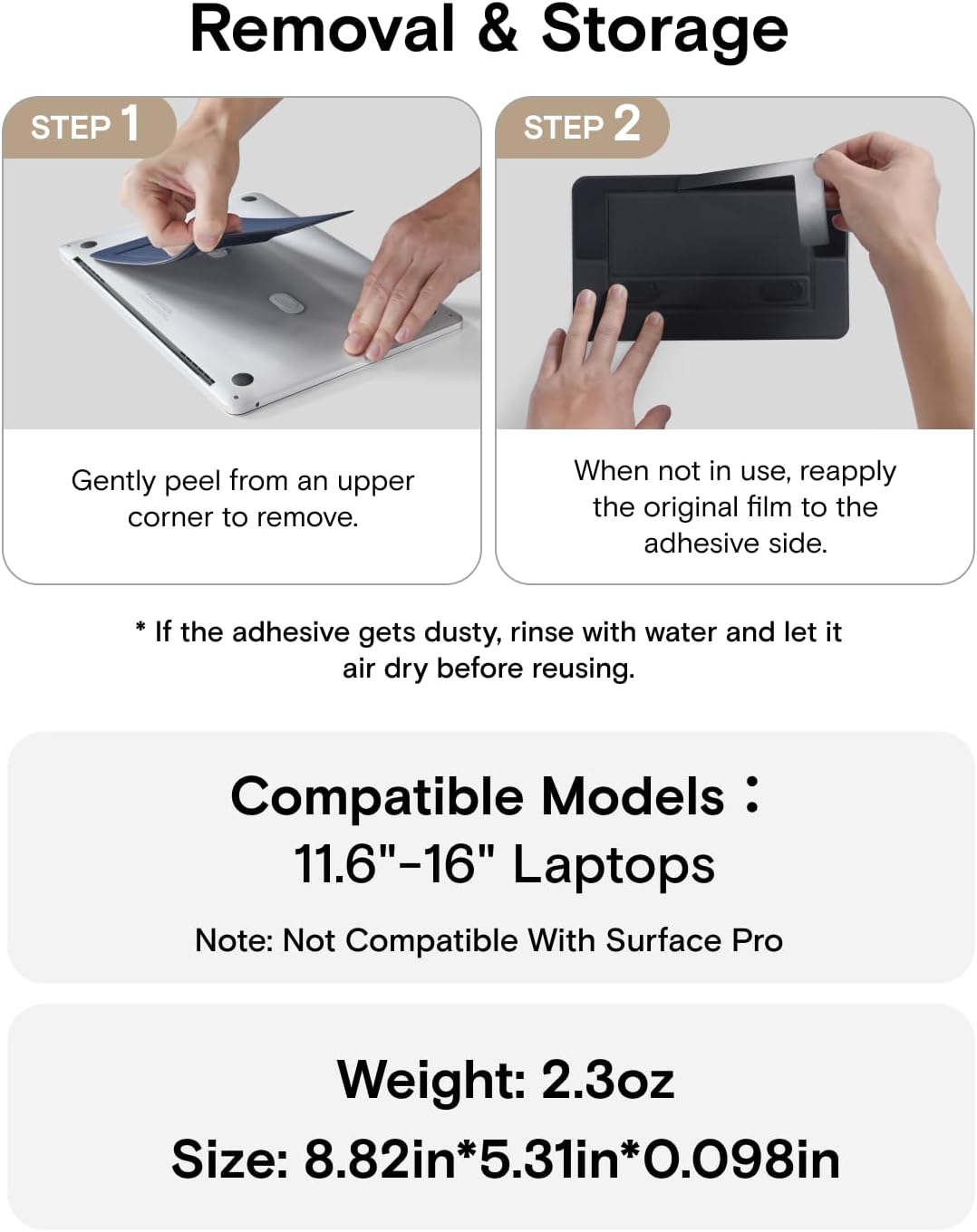 MOFT Laptop Stand for Desk, Adhesive Airflow Laptop Cooling Riser for Heat Dissipation with 2 Adjustable Viewing Angles, Foldable & Portable Computer Stand Compatible with Laptops 11"-16", Black