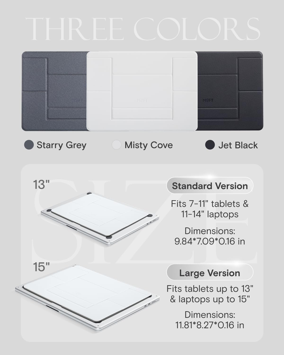 MOFT Invisible Laptop Stand for Desk, Stick-Free Tablet and Computer Stand with Dual-Angle, Foldable&Portable Laptop Riser Holder, Fits 7-11" Tablets&11-14" Laptops, Misty Cove