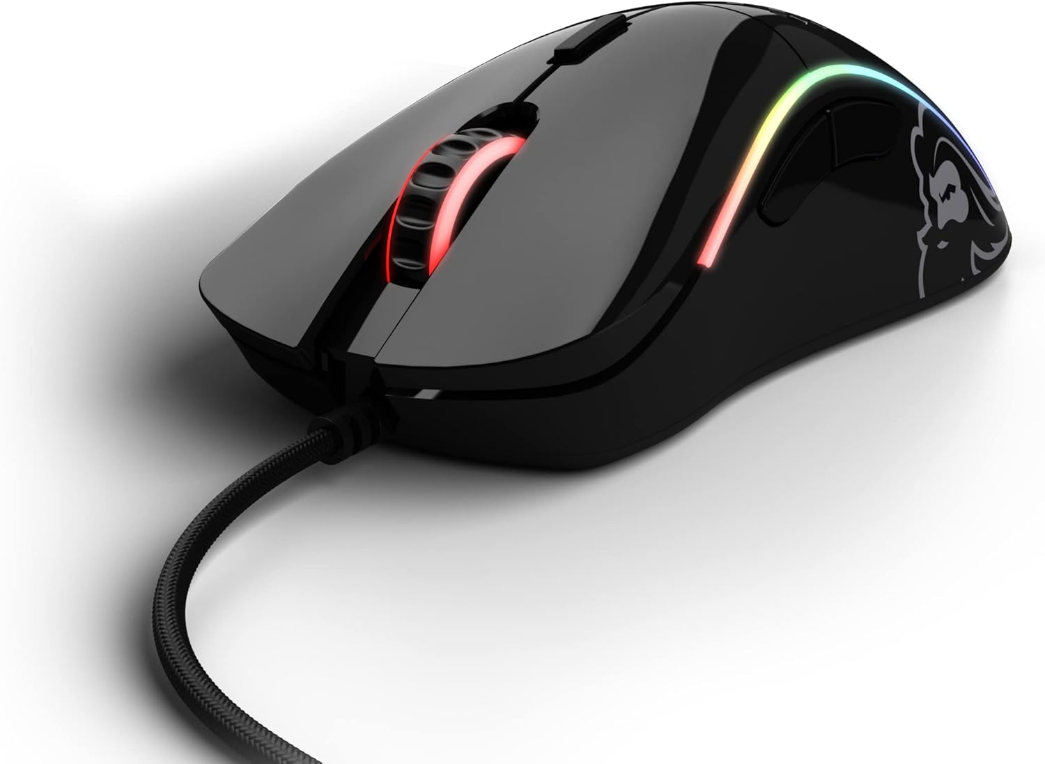 فأرة الألعاب Glorious Model D، فائقة الخفة بوزن 68 جرام مع تصميم خلية النحل، إضاءة RGB، سلكية، تصميم مريح لليد اليمنى، مستشعر عالي الدقة، كابل Ascended، أقدام PTFE، أسود لامع