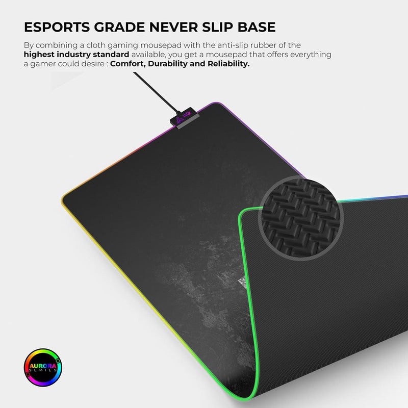 Cybeart  Signature Edition RGB Gaming Desk Mat (XXL - 900x400x4mm)  Waterproof, Never Slip Base, RGB LED, Esports Grade