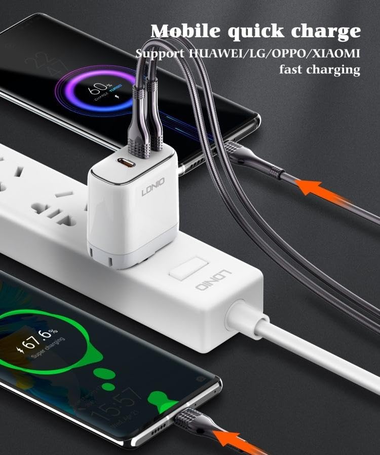 LDNIO LC652C-100W USB-C to USB-C Cable with 480MBps Data Transfer Speed 2M Length, Woven Aluminum Foil Type C Fast Charging