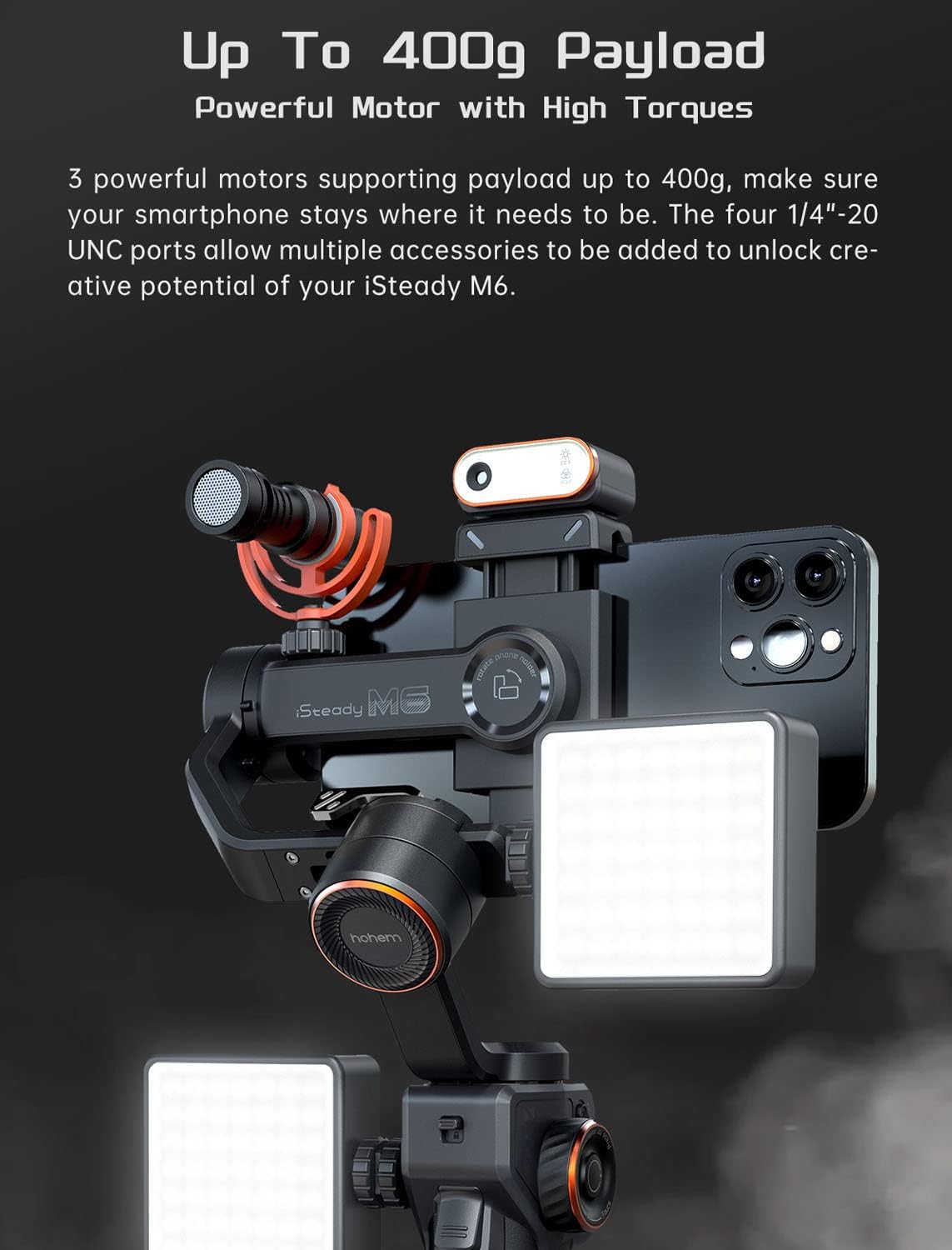 Hohem iSteady M6 Smartphone Gimbal Kit with Magnetic AI Vision Sensor/LED Light