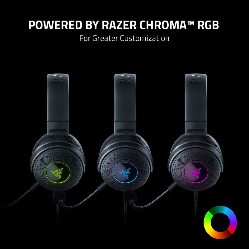 سماعة الألعاب Razer Kraken V3 HyperSense السلكية USB بتقنية اللمس: محركات Triforce Titanium مقاس 50 مم - ميكروفون قابل للفصل